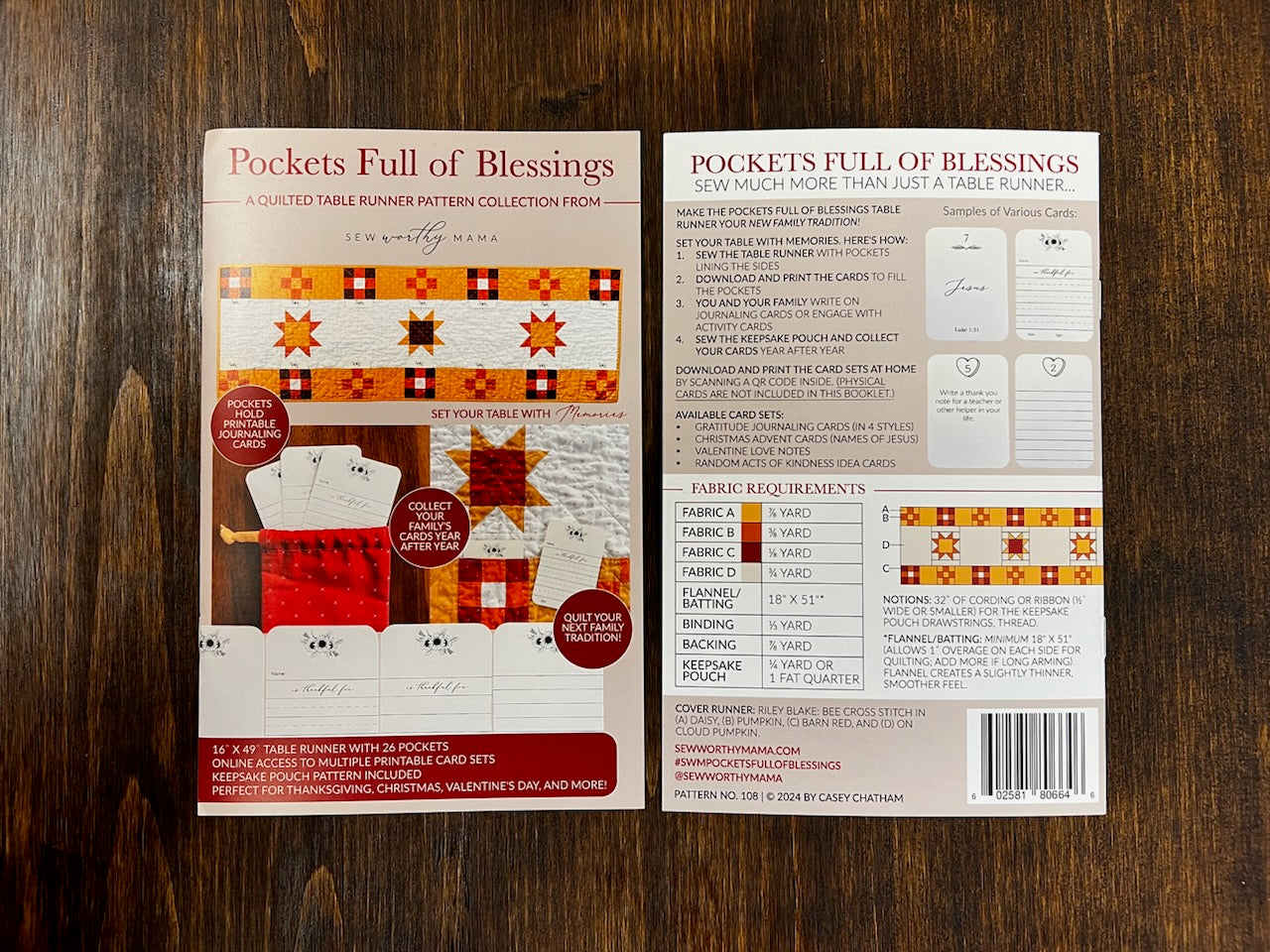 Pockets Full of Blessings Table Runner - Paper Pattern