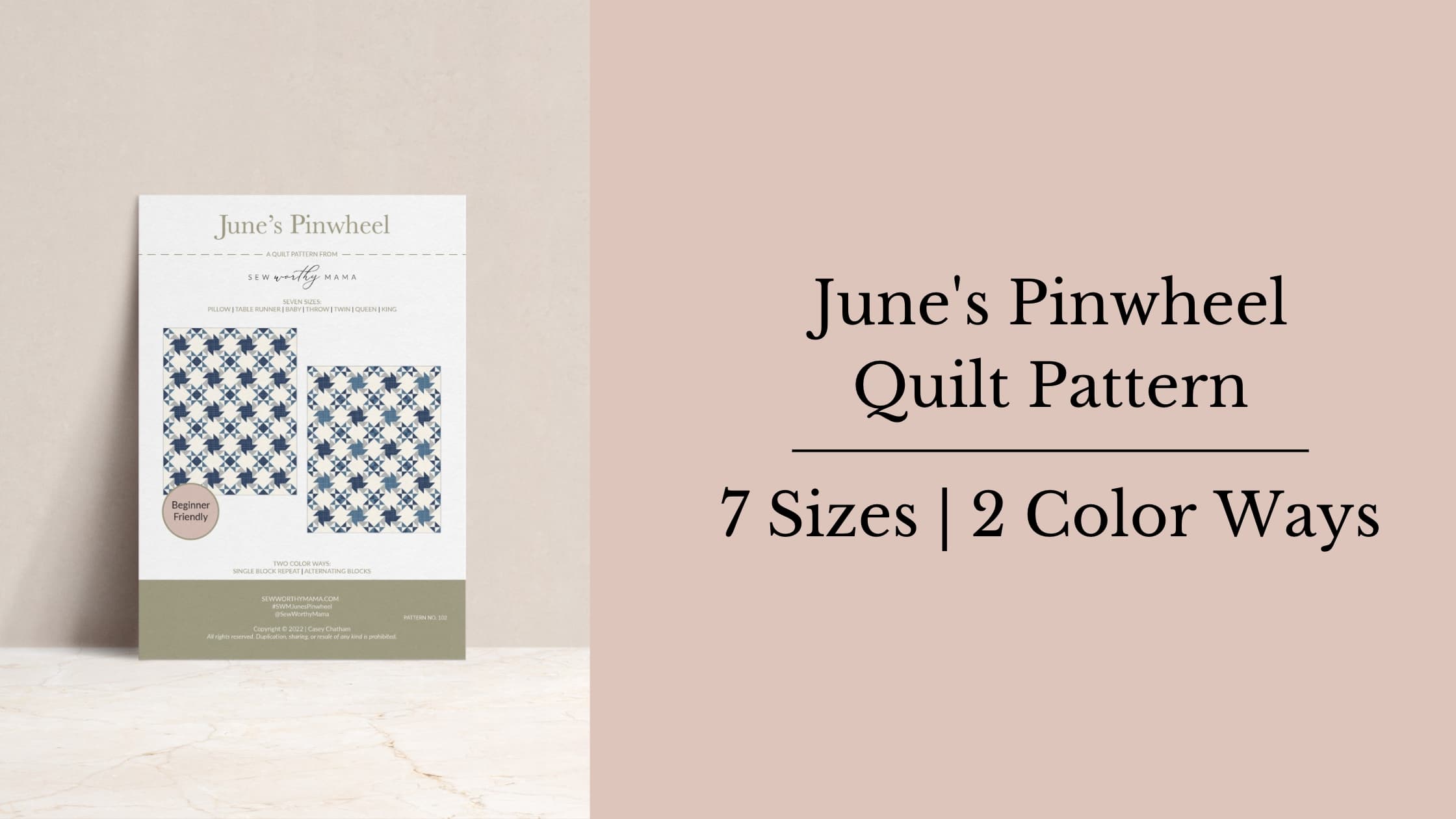 June's Pinwheel Quilt Pattern | 7 Sizes, 2 Color Ways – Sew Worthy Mama