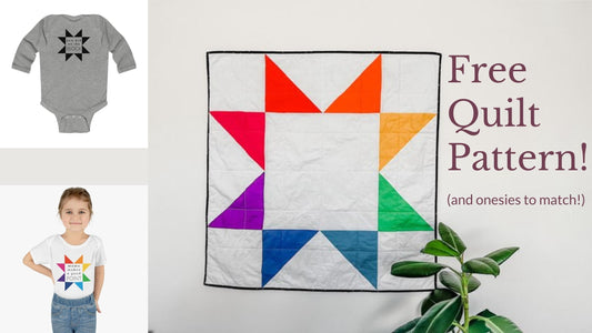 A Free Sawtooth Star Baby Quilt Pattern by Sew Worthy Mama (and onesies to match!)