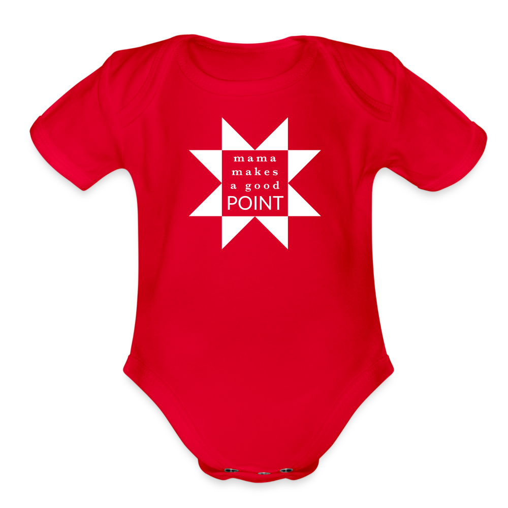 Mama Makes a Good Point | Organic Short Sleeve Baby Bodysuit (Dark) - red