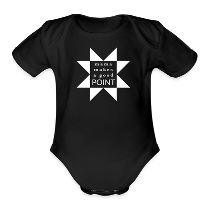 Mama Makes a Good Point | Organic Short Sleeve Baby Bodysuit (Dark) - black