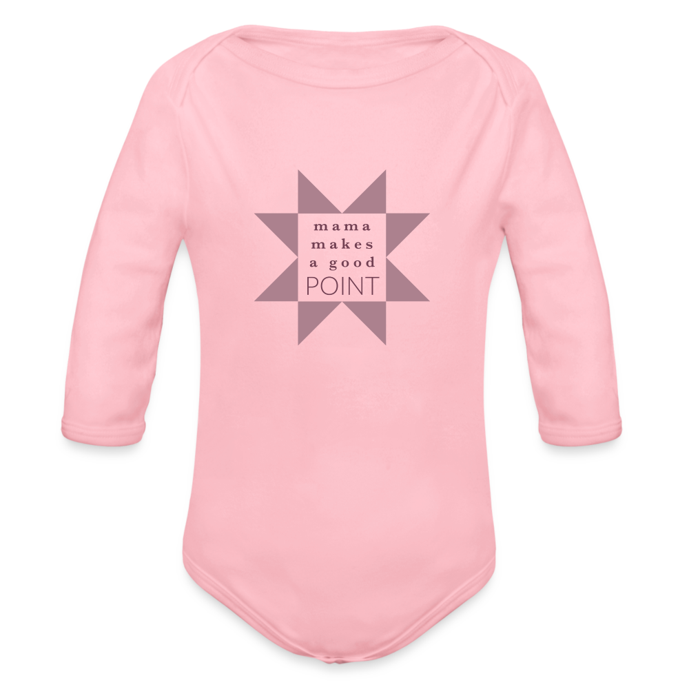 Organic Long Sleeve Baby Onesie (Pink) | Mama Makes a Good Point - light pink