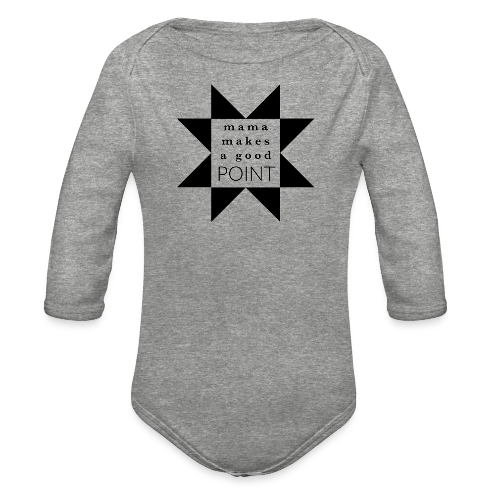 Organic Long Sleeve Baby Bodysuit - heather grey