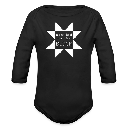 Organic Long Sleeve Baby Onesie (Dark) | New Kid on the Block - black